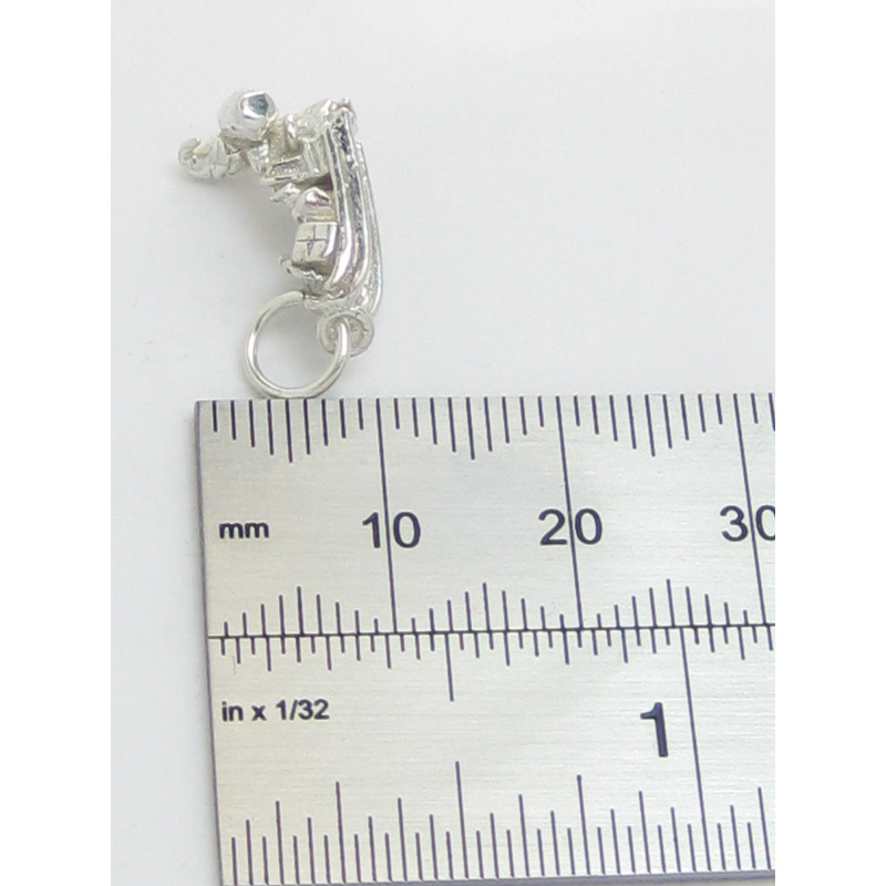 Santa on His Sleigh Sterling Silver Charm, Christmas